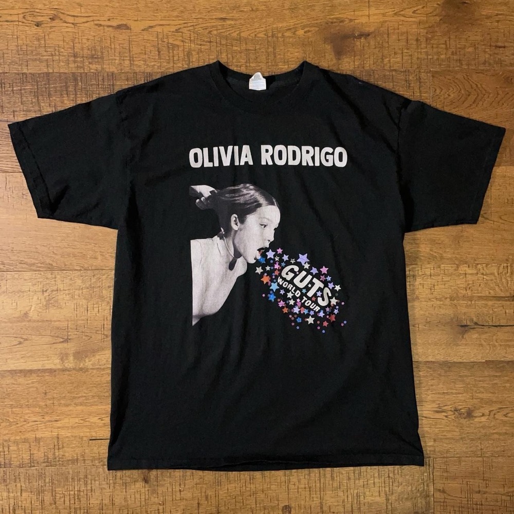 Yazbek Olivia Rodrigo Guts World Tour Tee Mens XL Black Music Merch T-Shirt